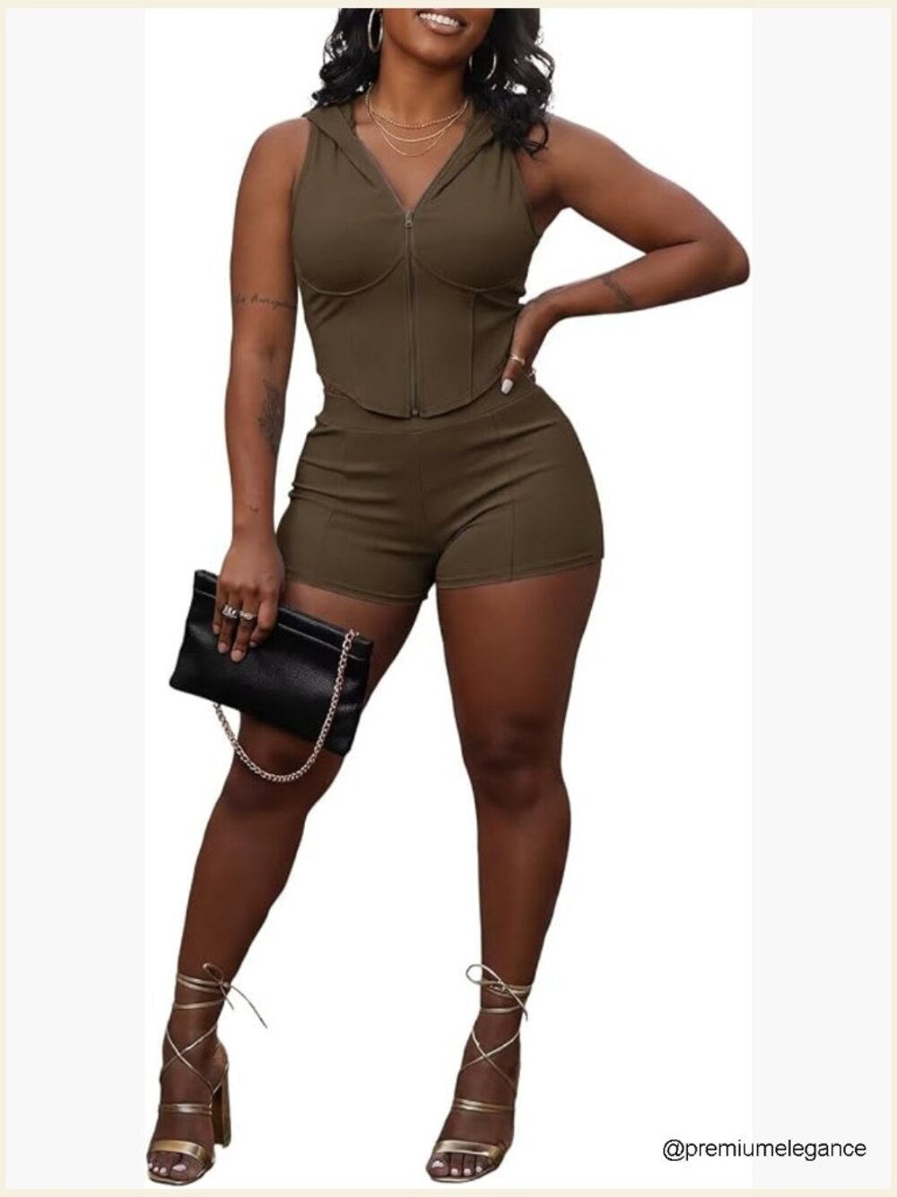 Sleeveless Hoodie & Ribbed Short Set Summer Tracksuit
